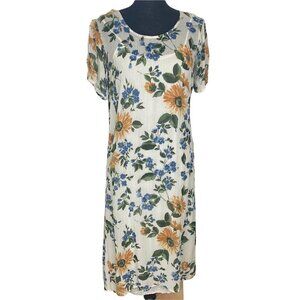 AMERICAN ANGEL Maxi Dress Short Sleeves Summer Floral Tan M 9-12